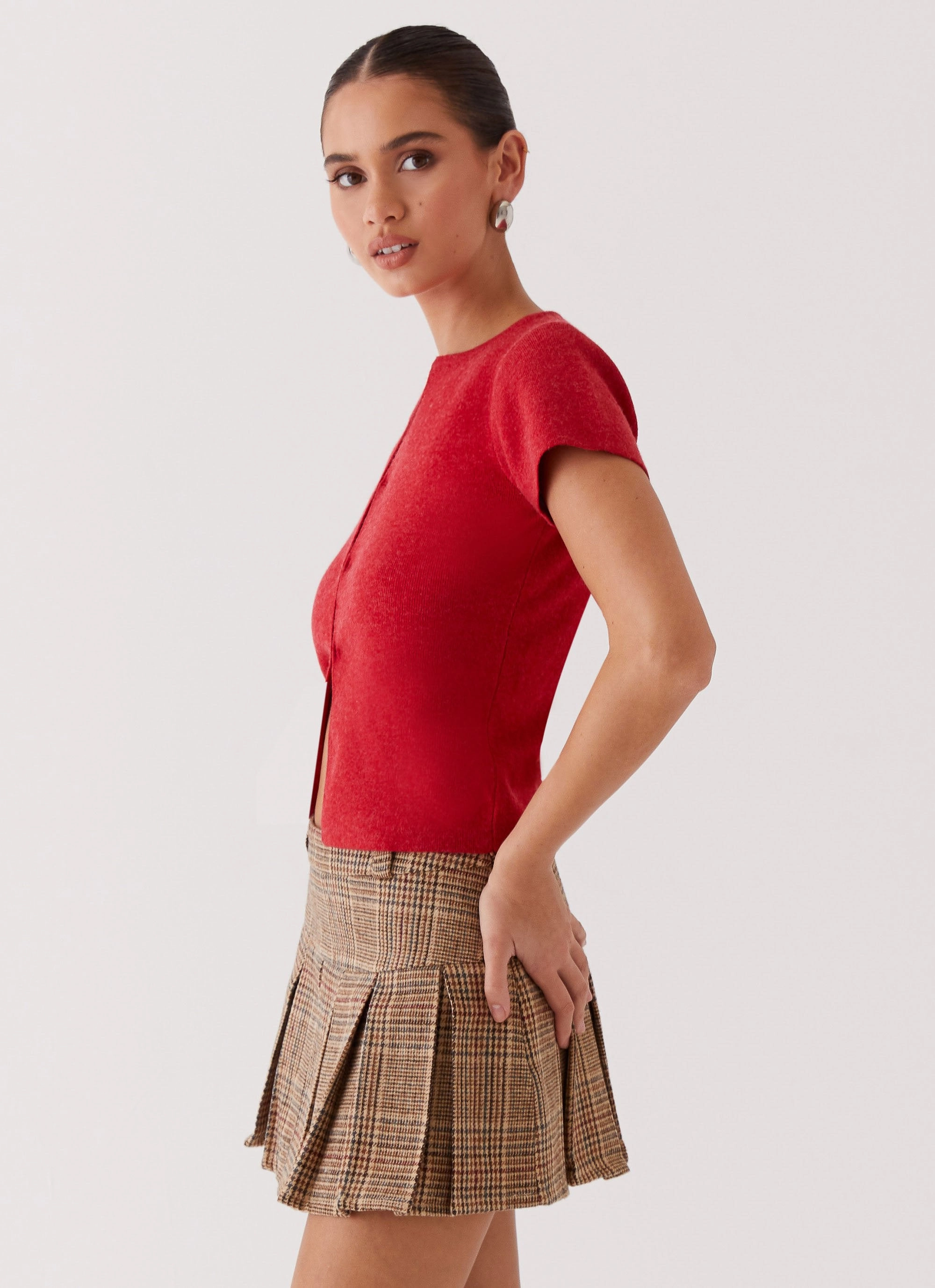 Raina Knit Crop Top - Ruby Red MidweightJersey HypoallergenicConstruction