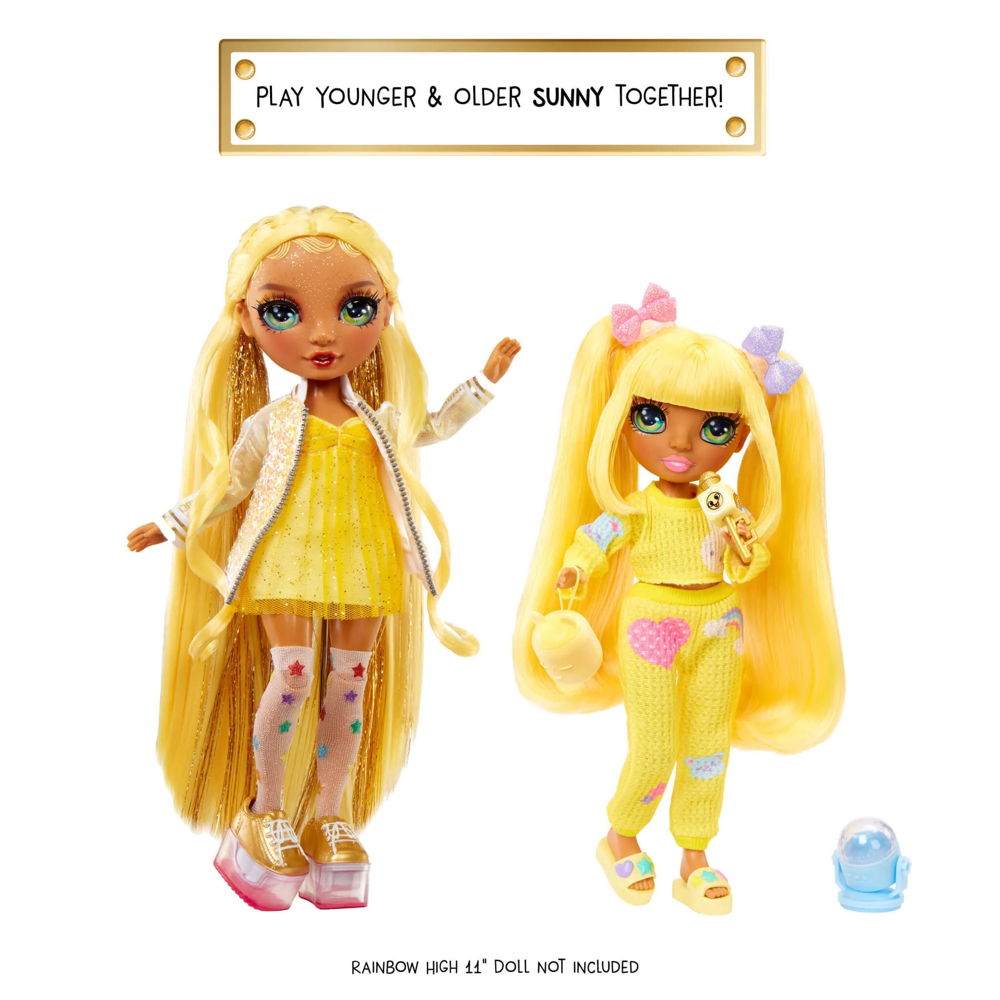 Rainbow High Jr High PJ Party Sunny (Yellow) 9” Posable Doll in a Yellow PJ Set
