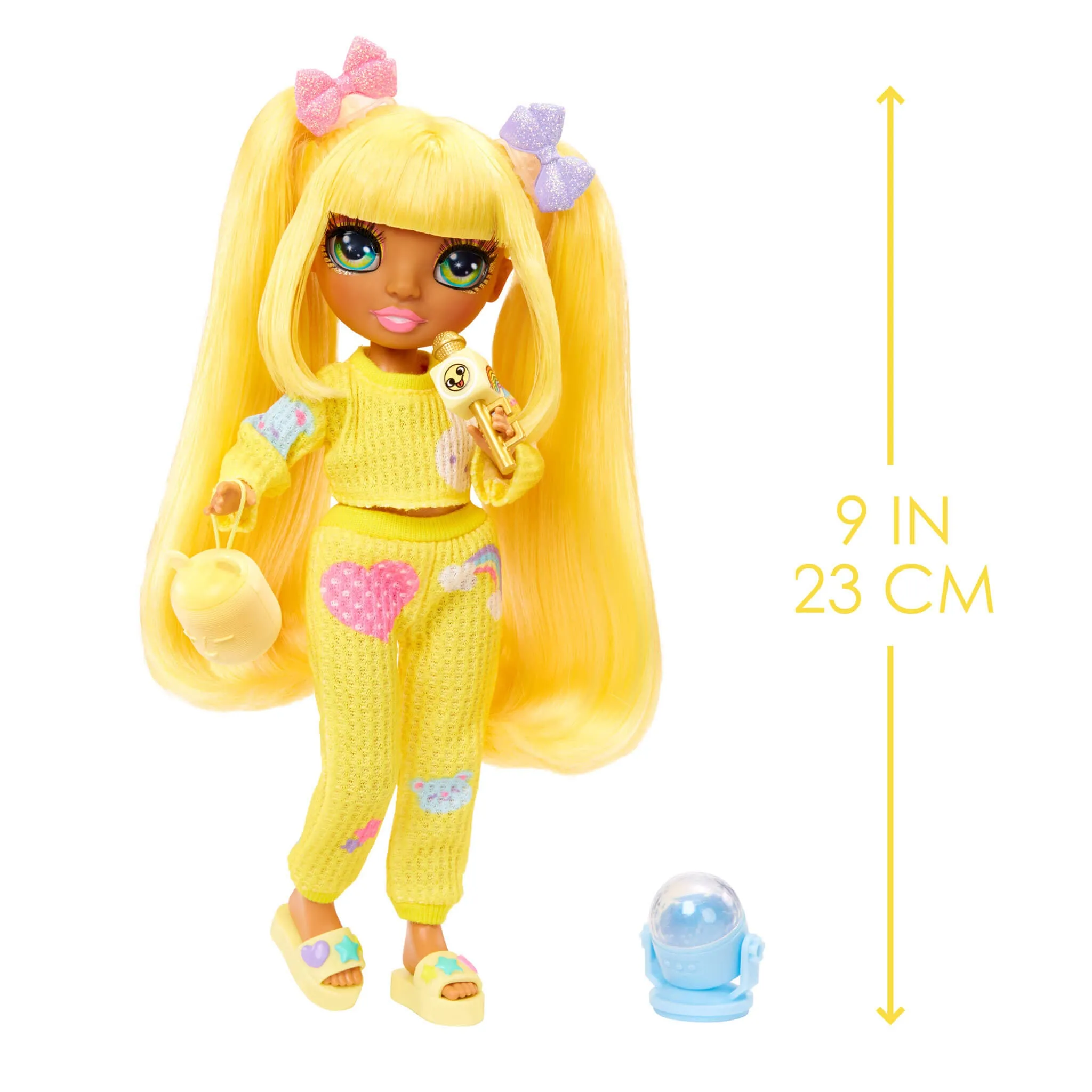 Rainbow High Jr High PJ Party Sunny (Yellow) 9” Posable Doll in a Yellow PJ Set