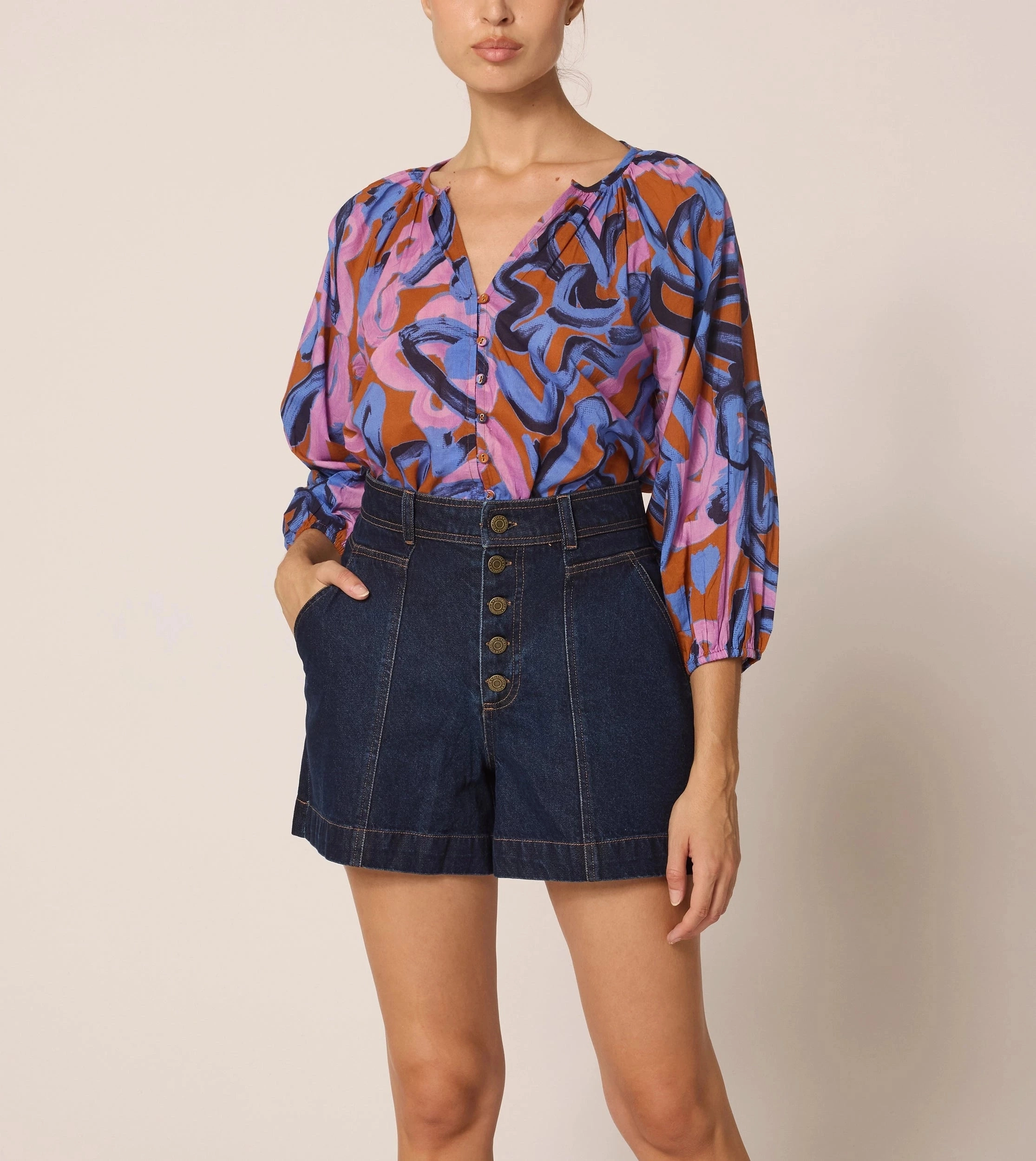 Ramona Blouse | Fresco Weighted Hem Design Ethically Sourced Material