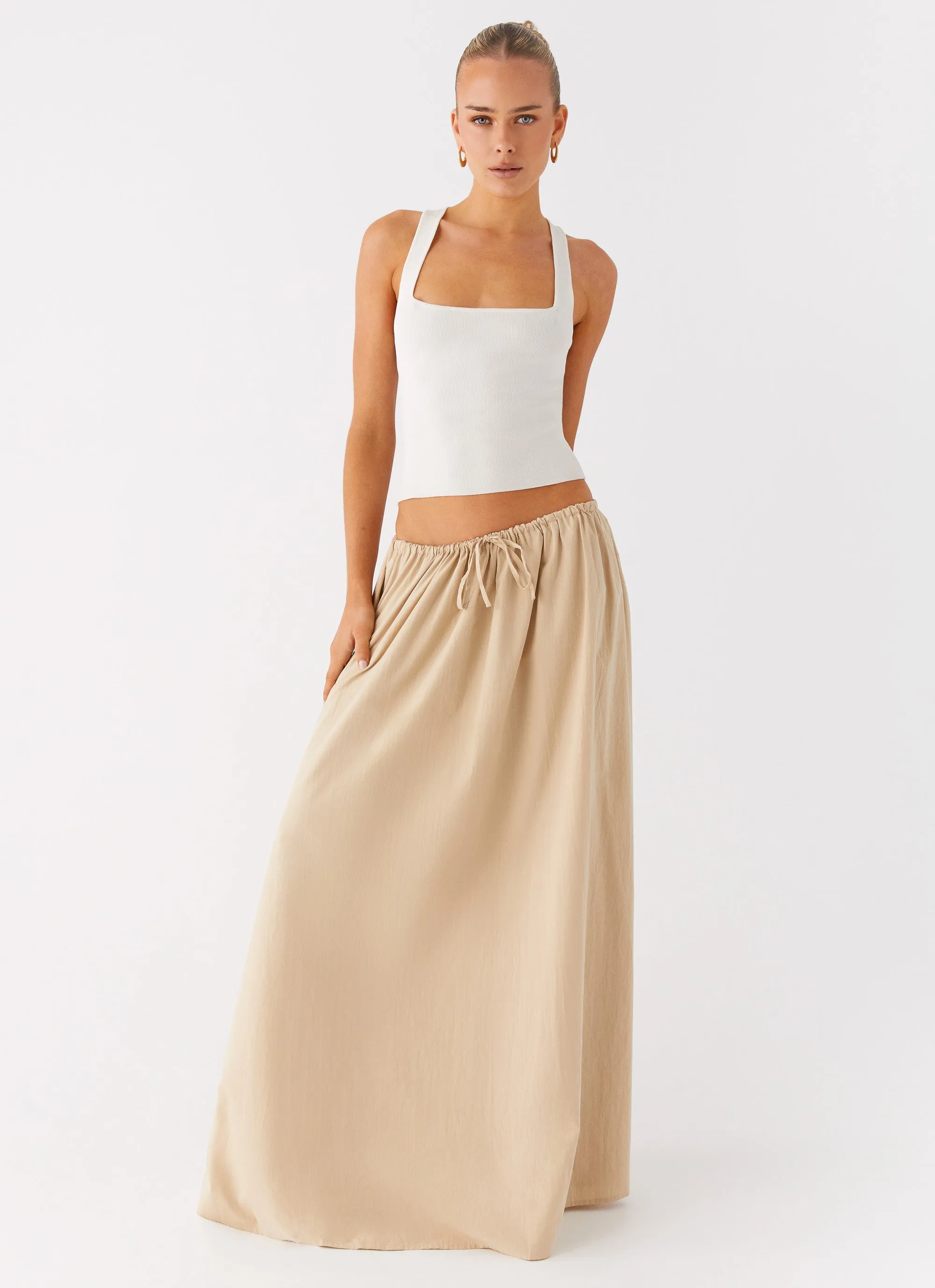 Randy Maxi Skirt - Tan All-Purpose Wear Reinforced Stitching