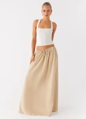 Randy Maxi Skirt - Tan Smooth Fabric Randy Maxi Skirt - Tan All-Purpose Wear Reinforced Stitching