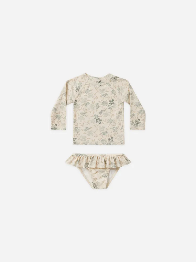 RASH GUARD GIRLS SET || BLUE FLORAL
