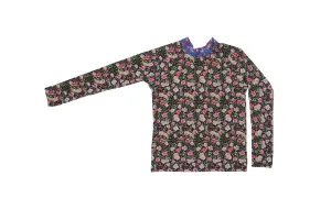 Rash Vest Top Midnight Indian Flower w/ Azure Indian Neck