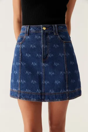Ratio Logo Denim Mini Skirt