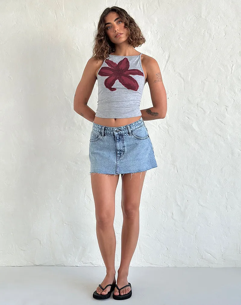 Raw Hem Denim Mini Skirt in Vintage Blue Wash