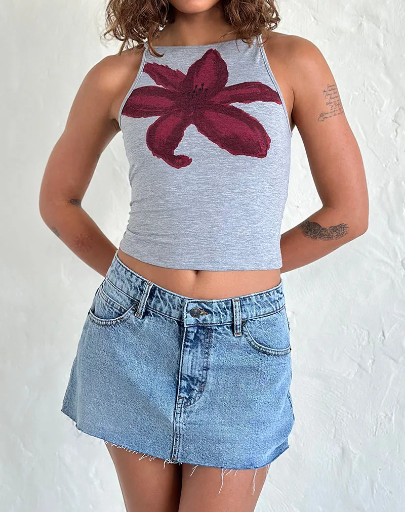 Raw Hem Denim Mini Skirt in Vintage Blue Wash