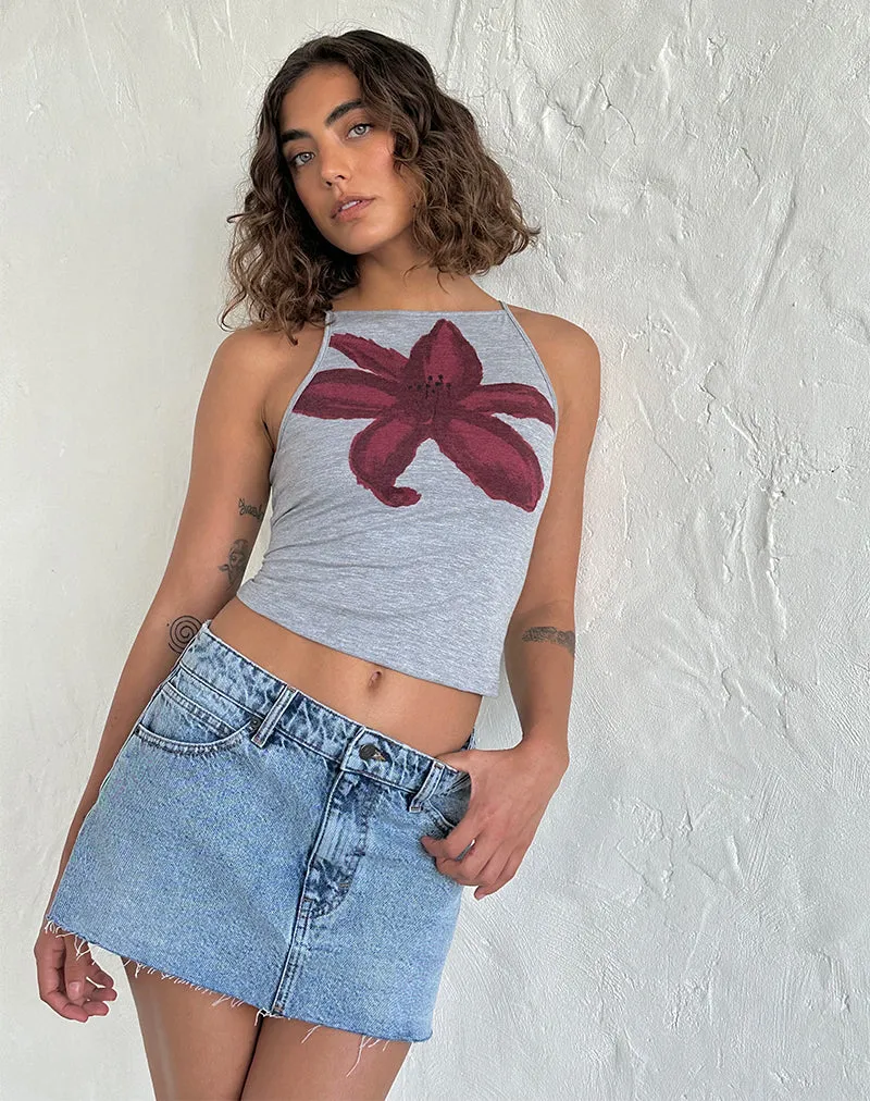 Raw Hem Denim Mini Skirt in Vintage Blue Wash
