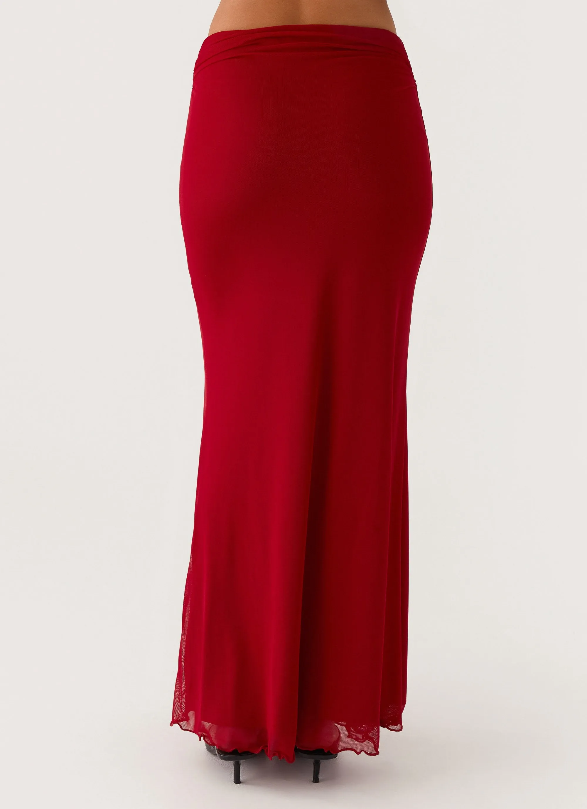 Casual Comfort Wear LowProfileTopstitching Rayne Maxi Skirt - Red