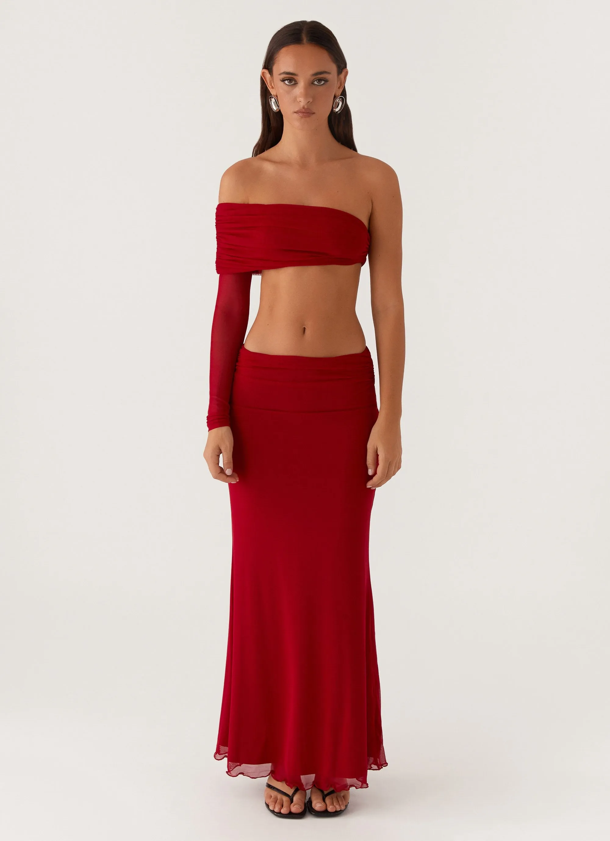 Functional Stretch Active Design Rayne Maxi Skirt - Red