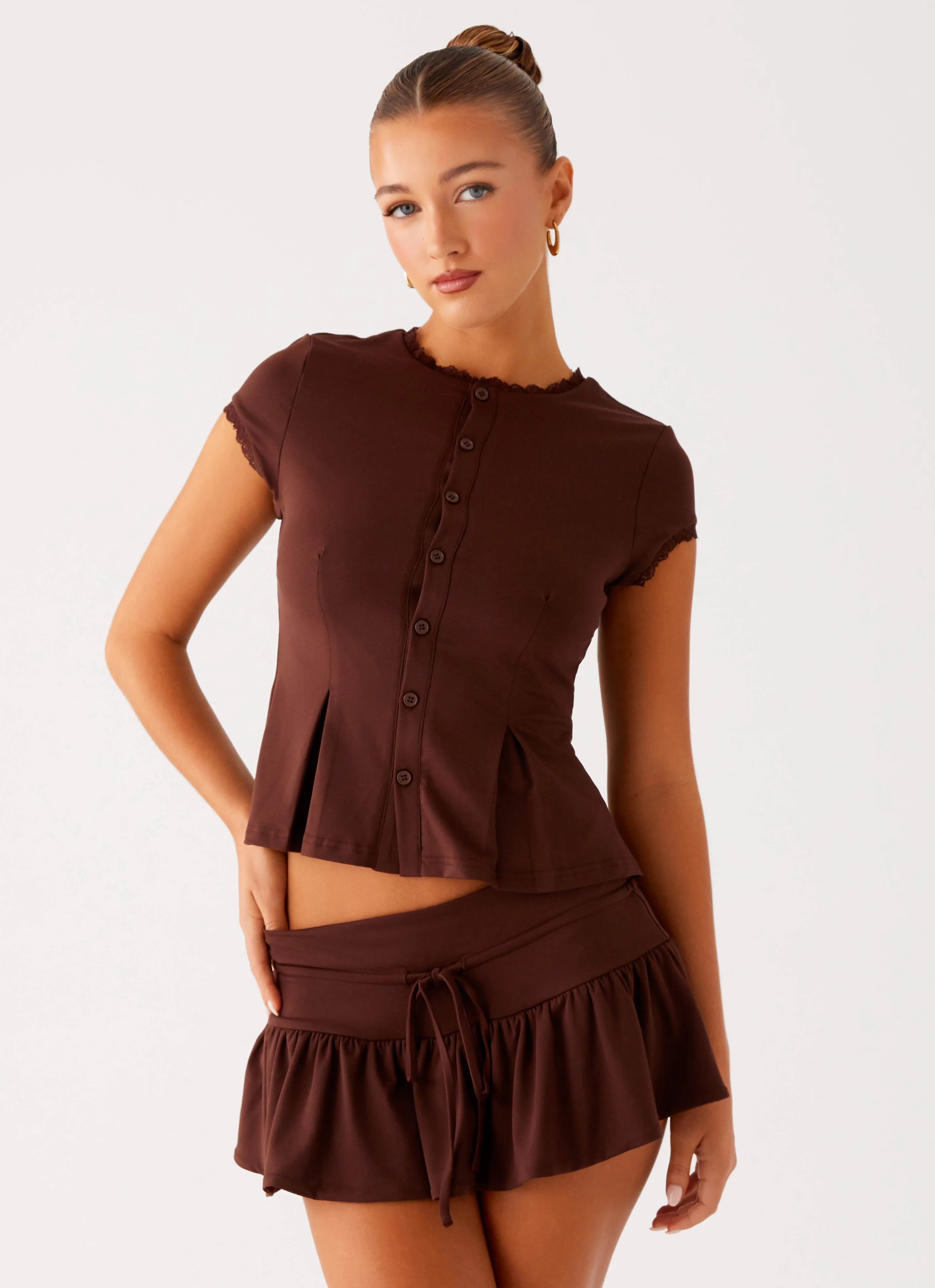 Landon Mini Skort - Chocolate Day Comfort Adaptable Fit