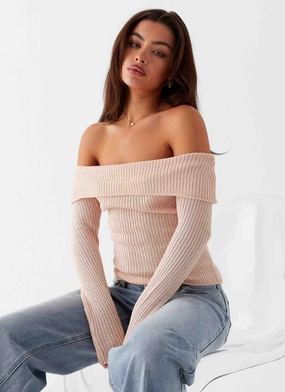Recycled Polymer Blend Rina Long Sleeve Knit Top - Blush Rina Long Sleeve Knit Top - Blush AntiStatic Weave Casual Style