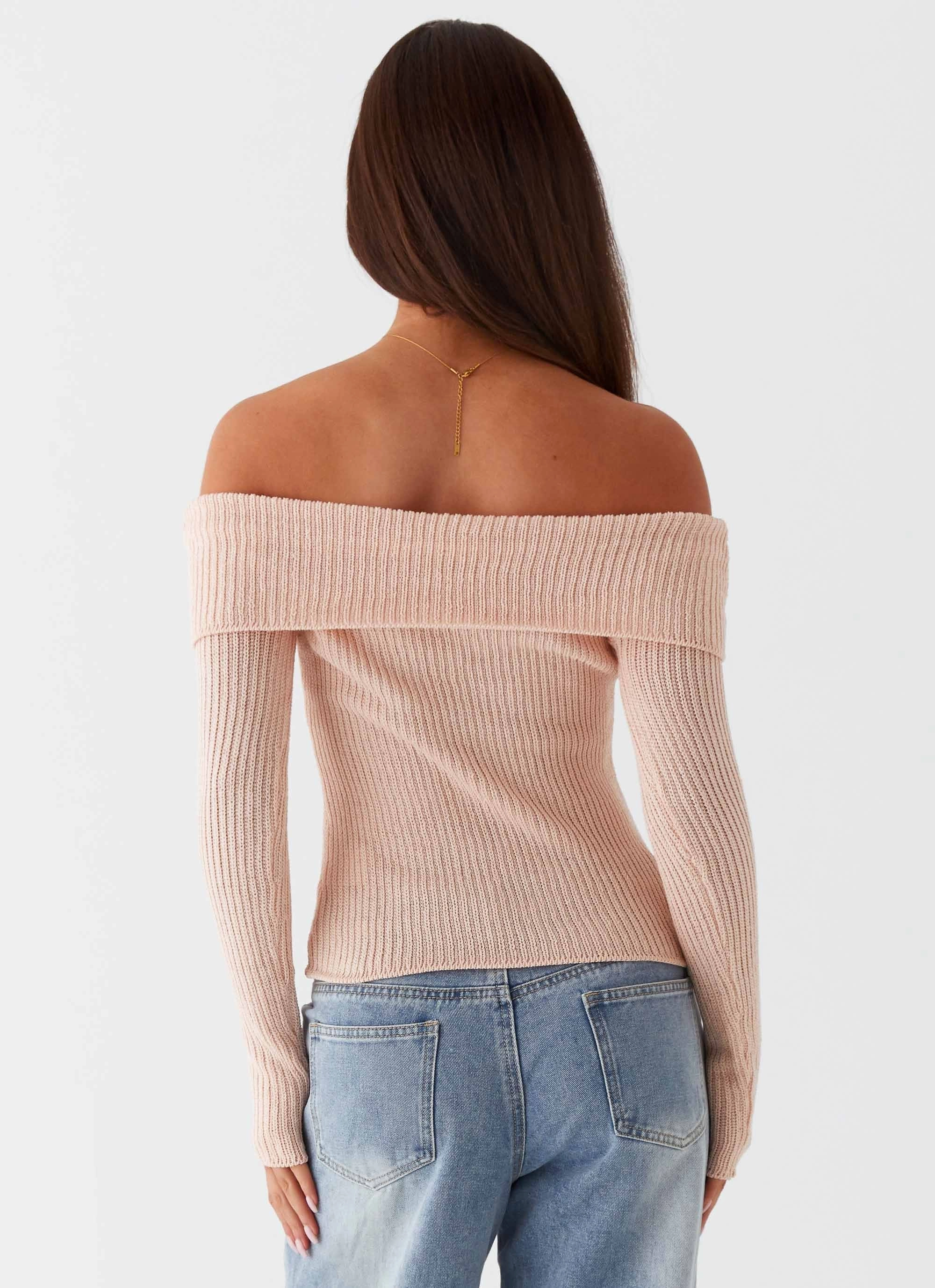 Rina Long Sleeve Knit Top - Blush Roll Up Sleeve System