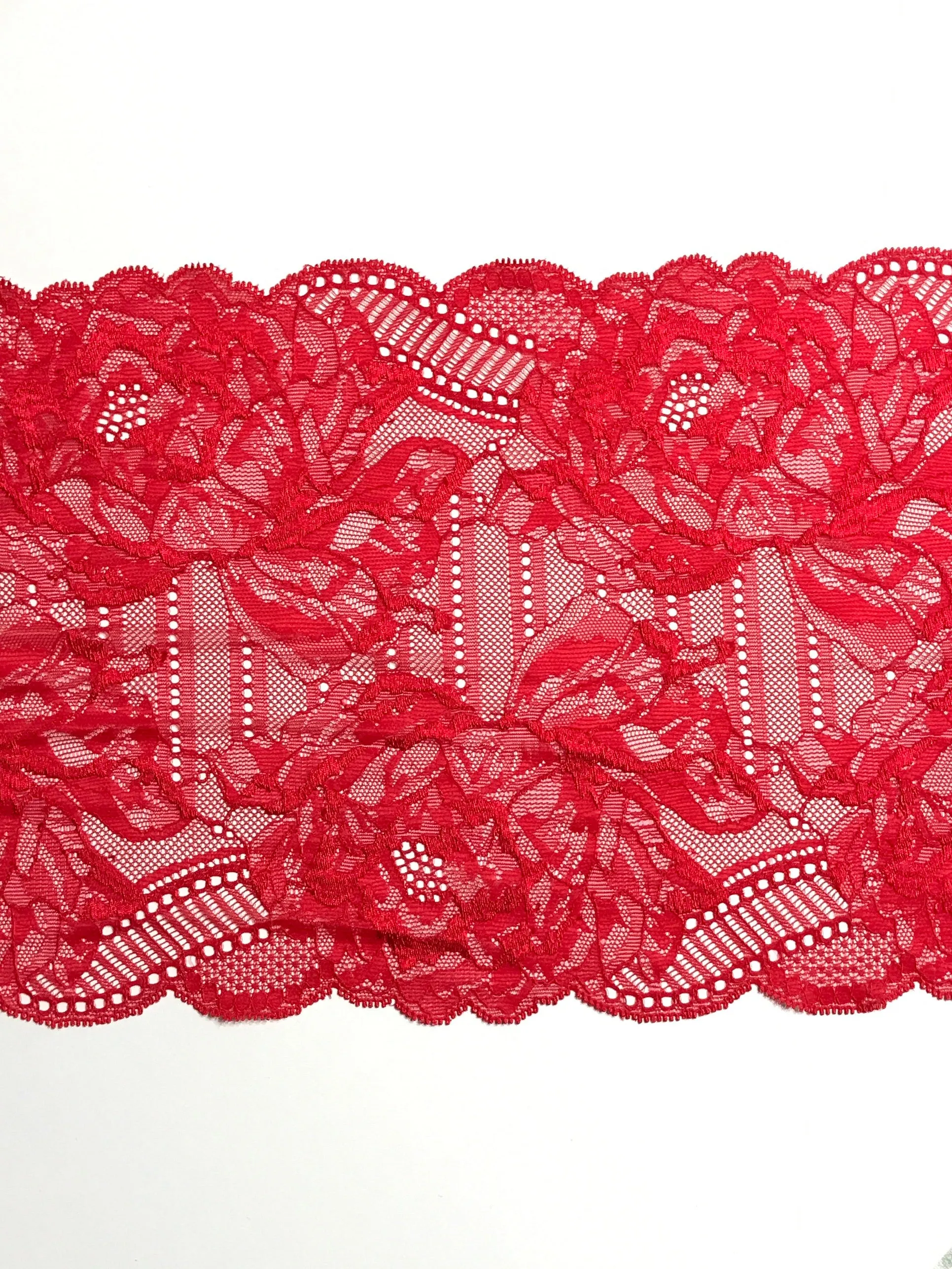 Red 7.75" Wide Stretch Lace