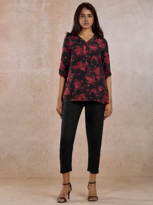 Red & Black Regular Top