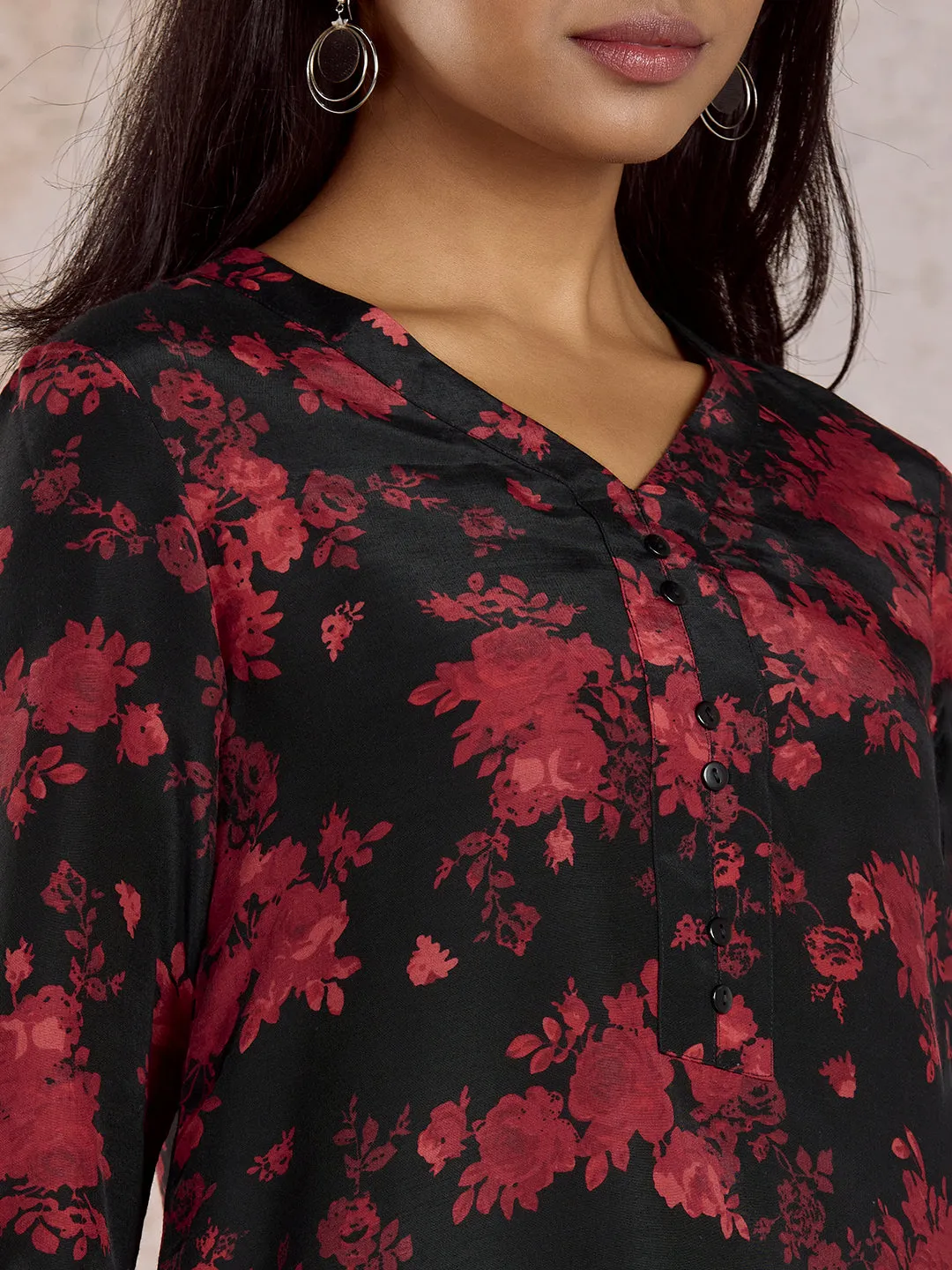 Red & Black Regular Top