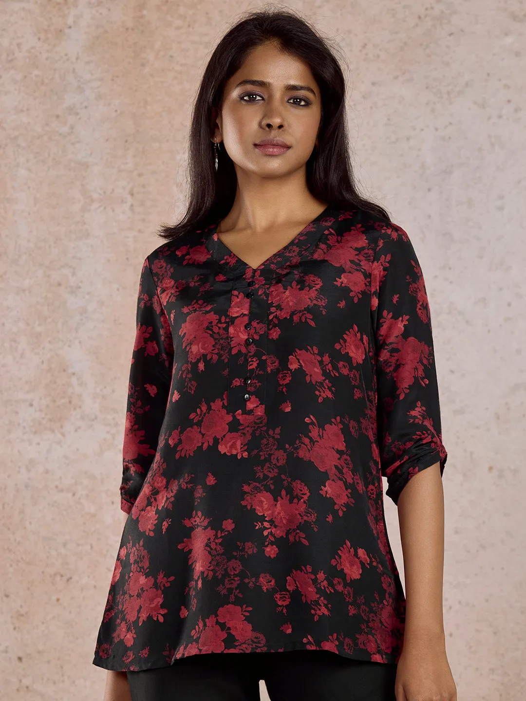 Red & Black Regular Top