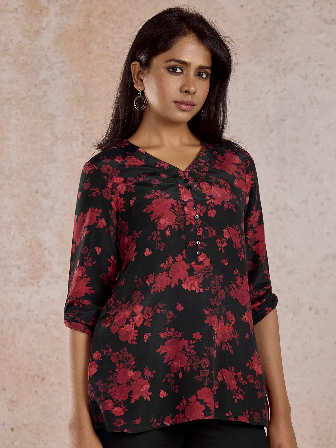 Red & Black Regular Top