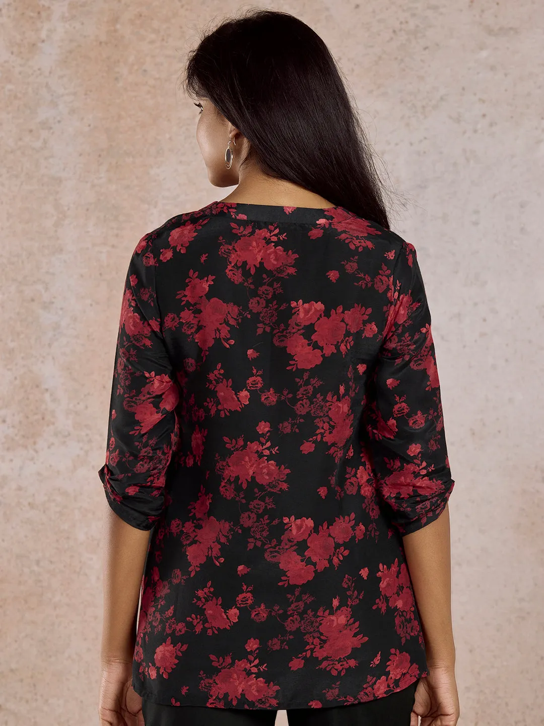 Red & Black Regular Top