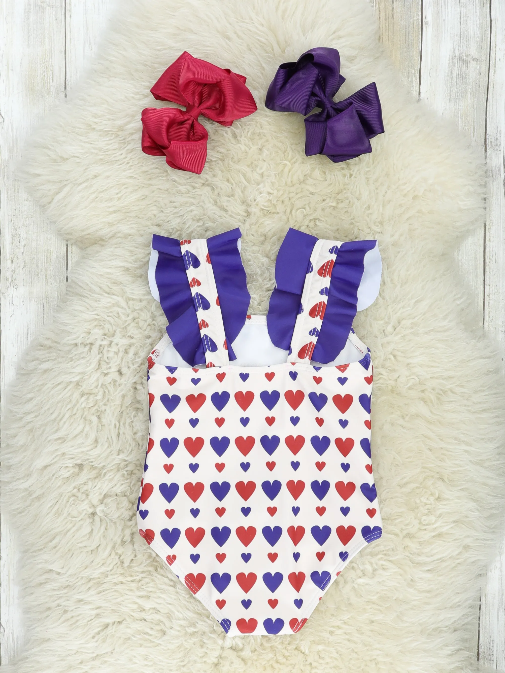 Red & Navy Heart One-Piece Swimsuit
