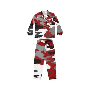 RED BLACK GREY White Camouflage Women's Satin Pajamas