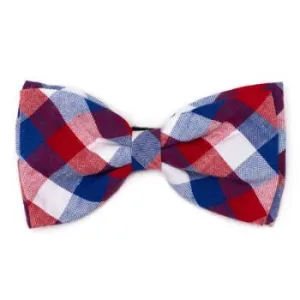 Red, White & Blue Check Dog Bow Tie