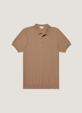 Men's Knit Polo Shirt in Dune Outdoor Essentials Comfy Apparel