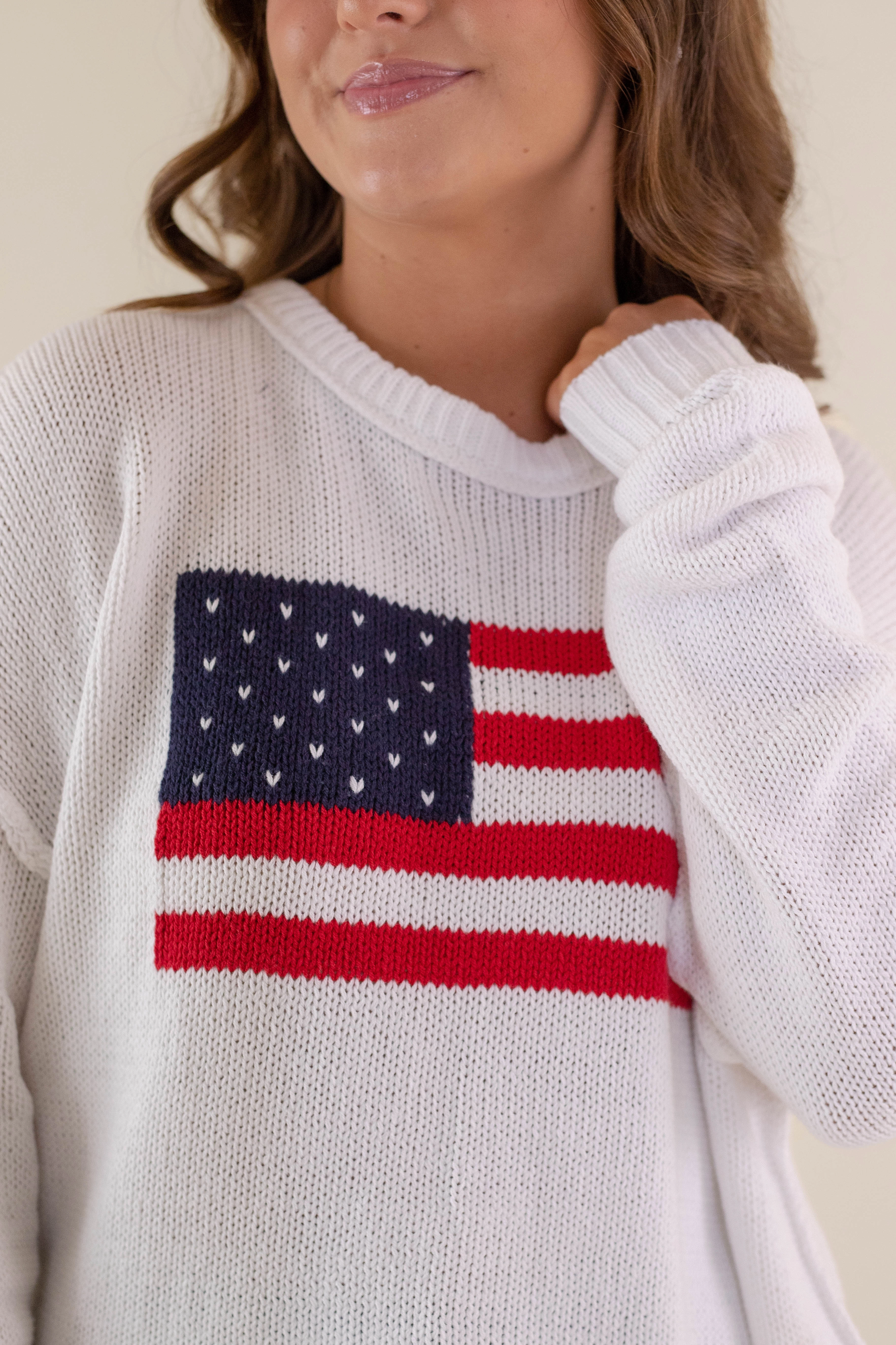 OdorResistantFinish LaserCut Edges RESTOCK: All American Sweater-White