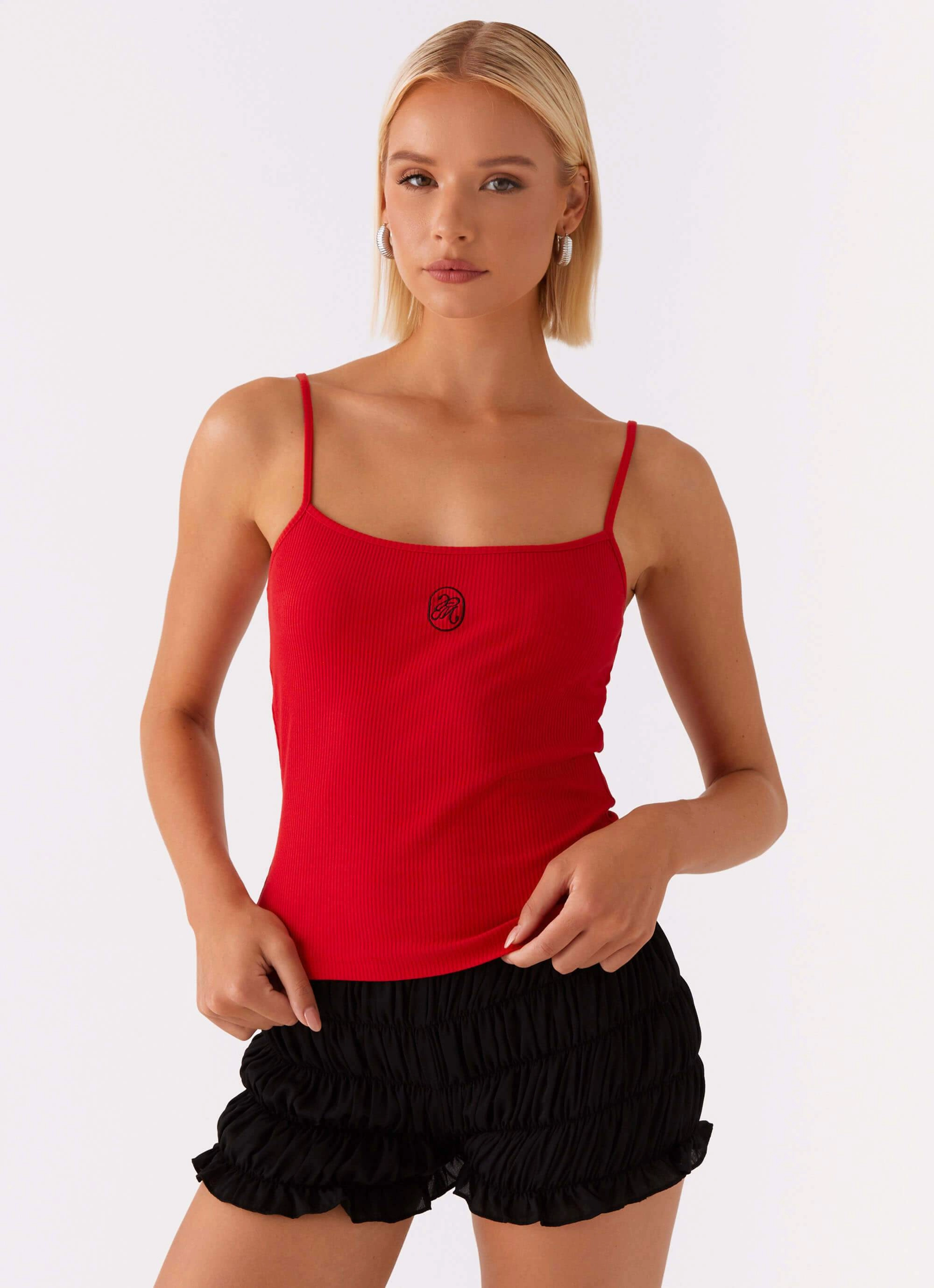 DurableCollarStays Signature Monogram Cami - Red