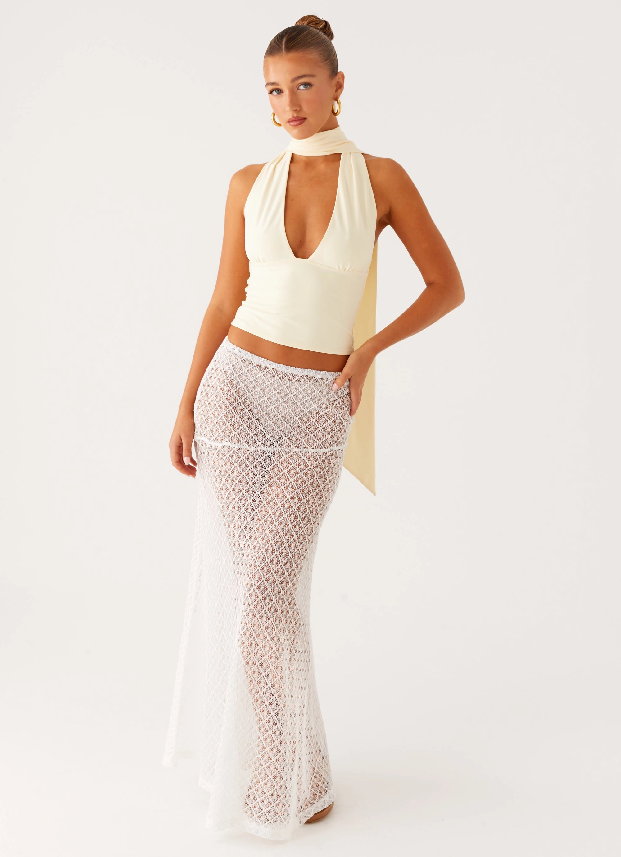 Milos Scarf Halter Neck Top - Yellow Sweat Absorbing Lining Fade Resistant Coating