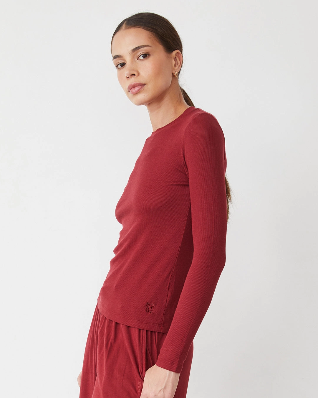 FlatlockStitching Supimafine Rib Long Sleeve Crew