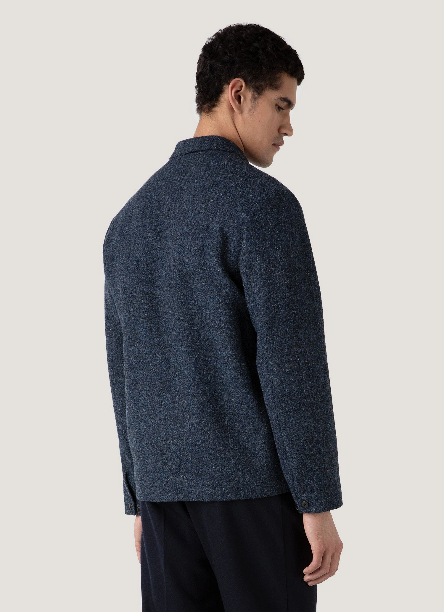 Men's Harris Tweed Harrington Jacket in Blue Herringbone Urban Hike Simple Look