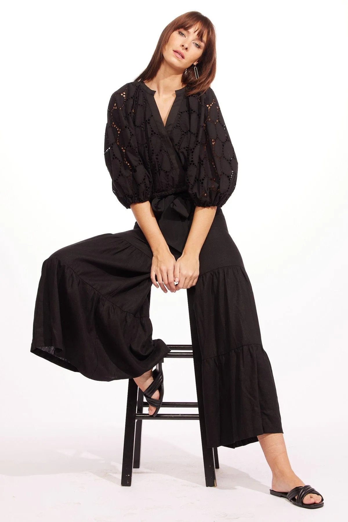 Regis Pants - Black Linen Stretchable Waist Comfy Feel