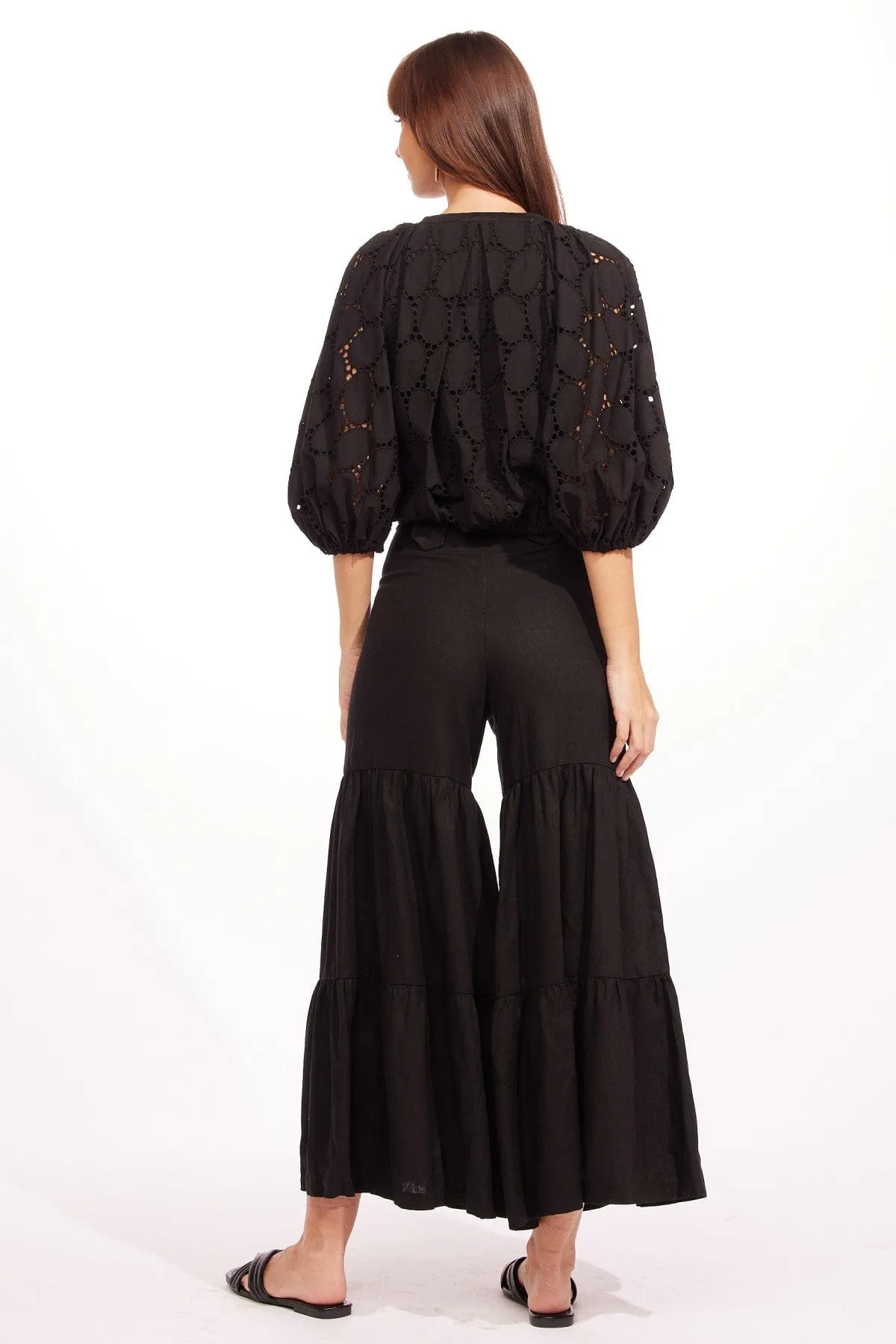 Regis Pants - Black Linen Stain Resistant Weave