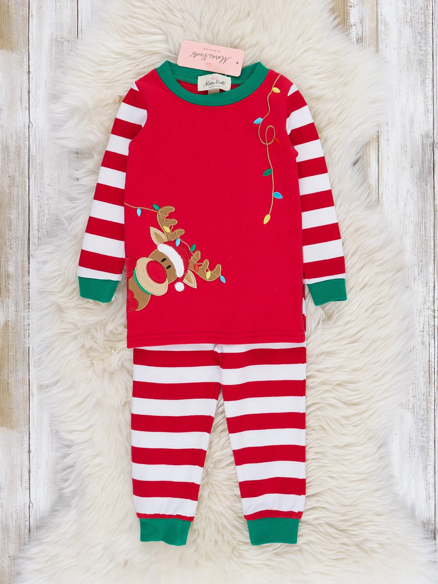 Reindeer Cheer Raglan Pajamas - Boys & Girls