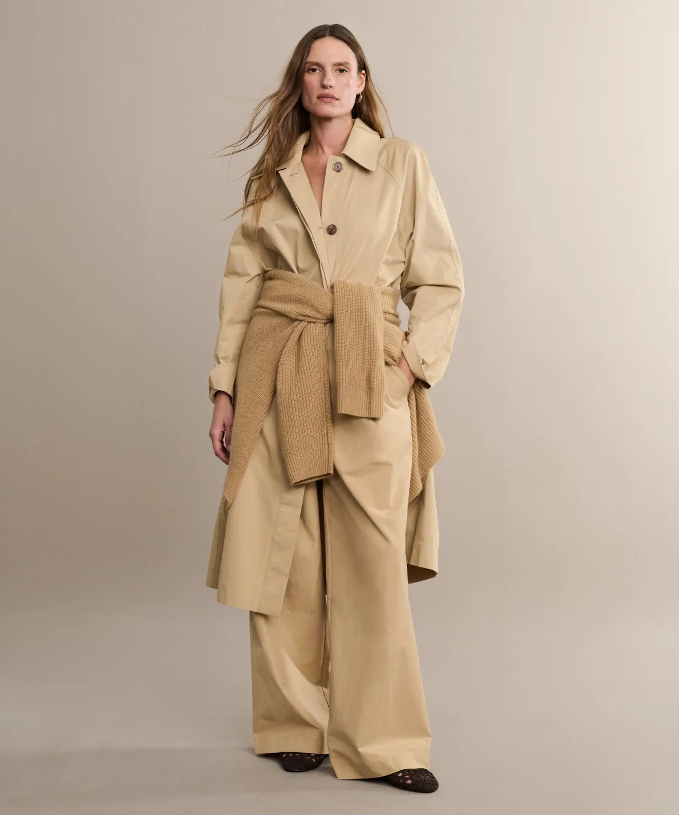 Drop Tail Hem Leo Trench Coat