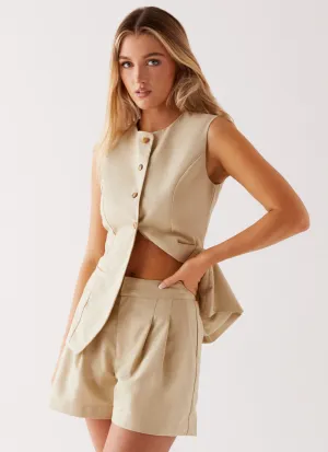 Siena Style Tailored Shorts - Beige Soft Lines