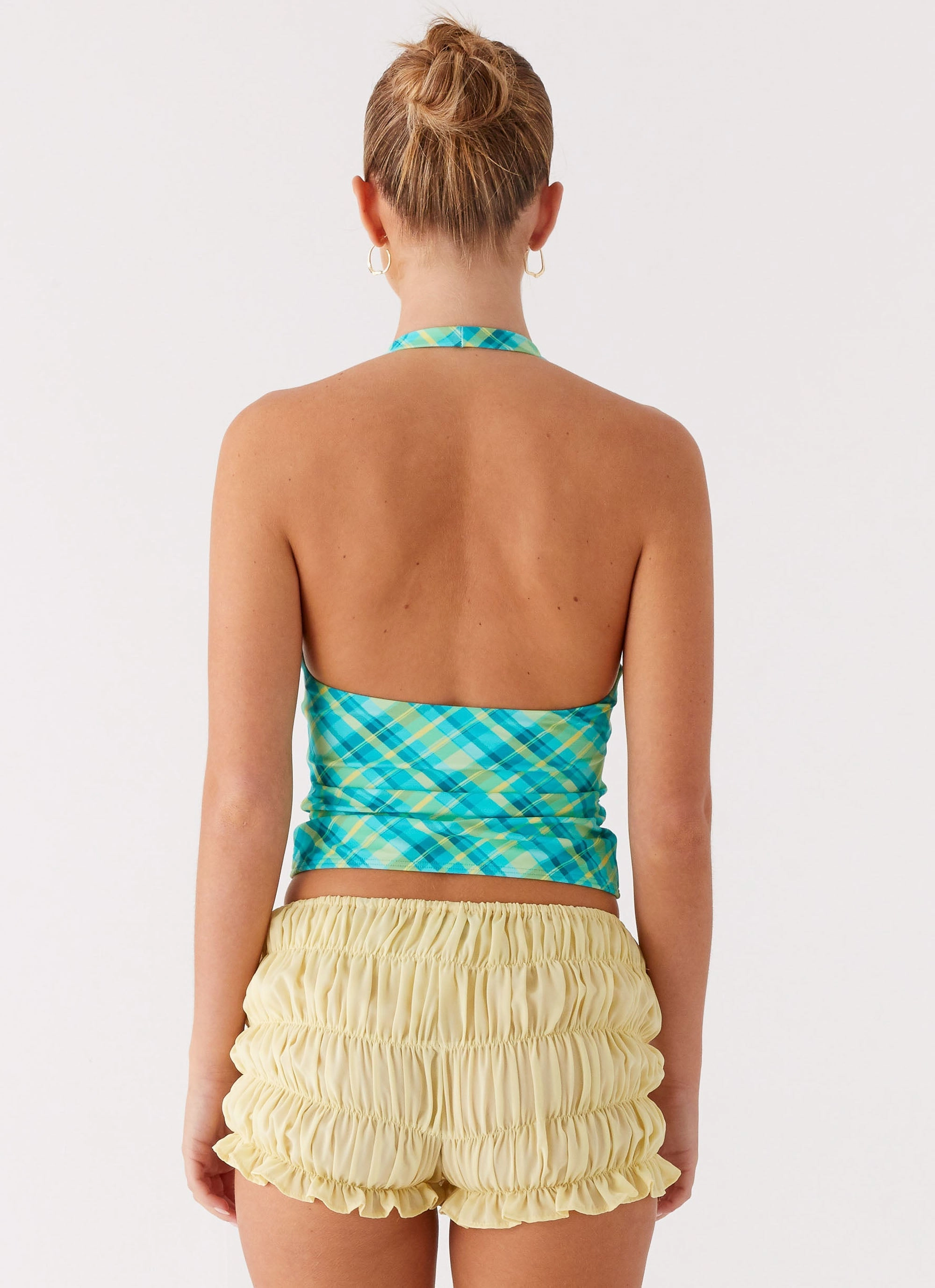 Jetsetter Halter Top - Green Check ContouredPanels OdorControl