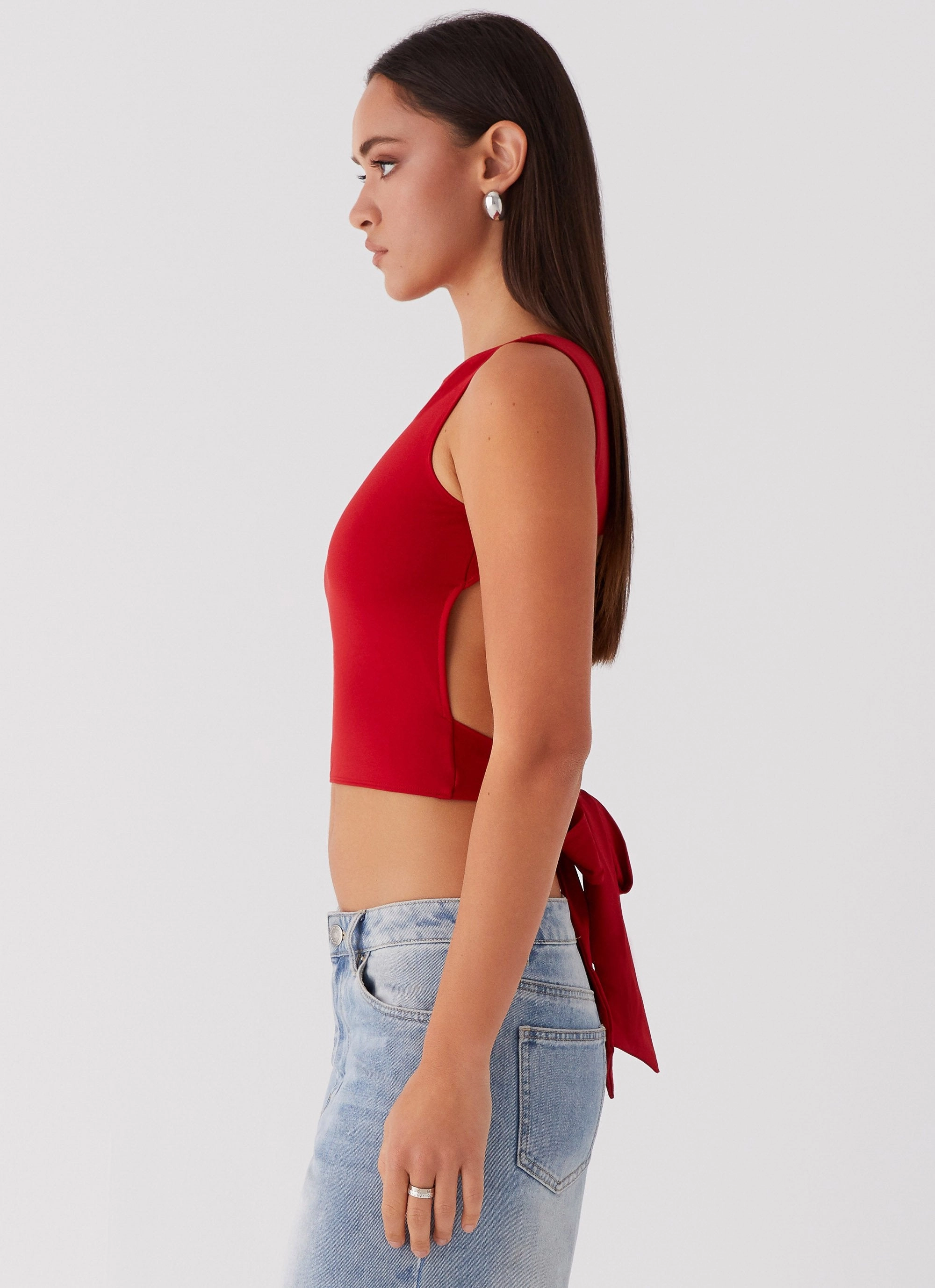 DurableStitching Fashionable Fit Saskie Tie Top - Ruby Red