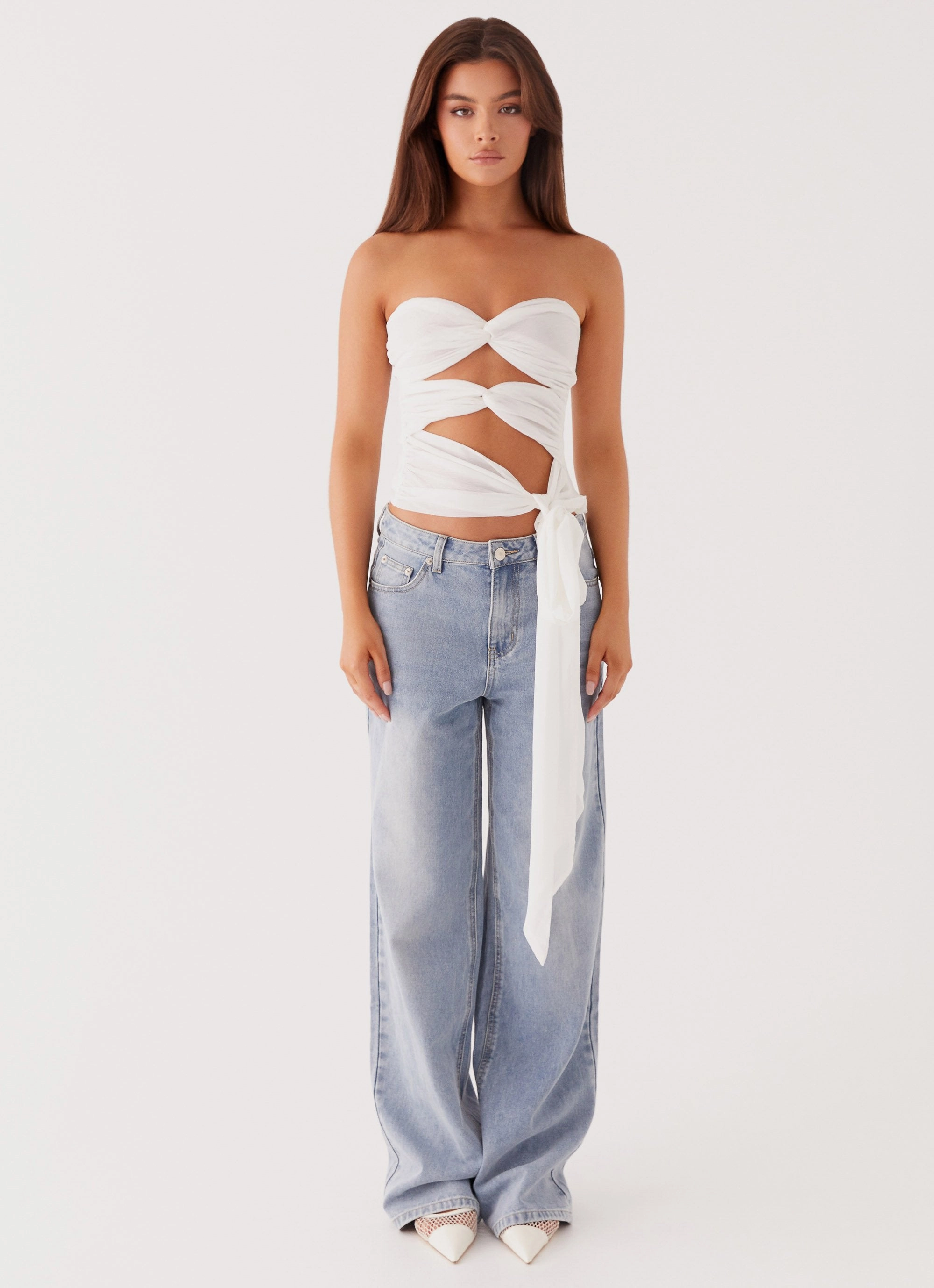 Sunlight Cascade Top - White TumbleDryFriendlyMaterial