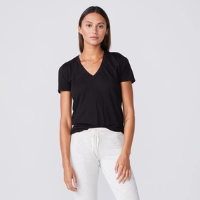 Reinforced Seam Stitching Tissue Fitted V Neck Tee ReflectiveTrim Eco Friendly Dye Process Tissue Fitted V Neck Tee