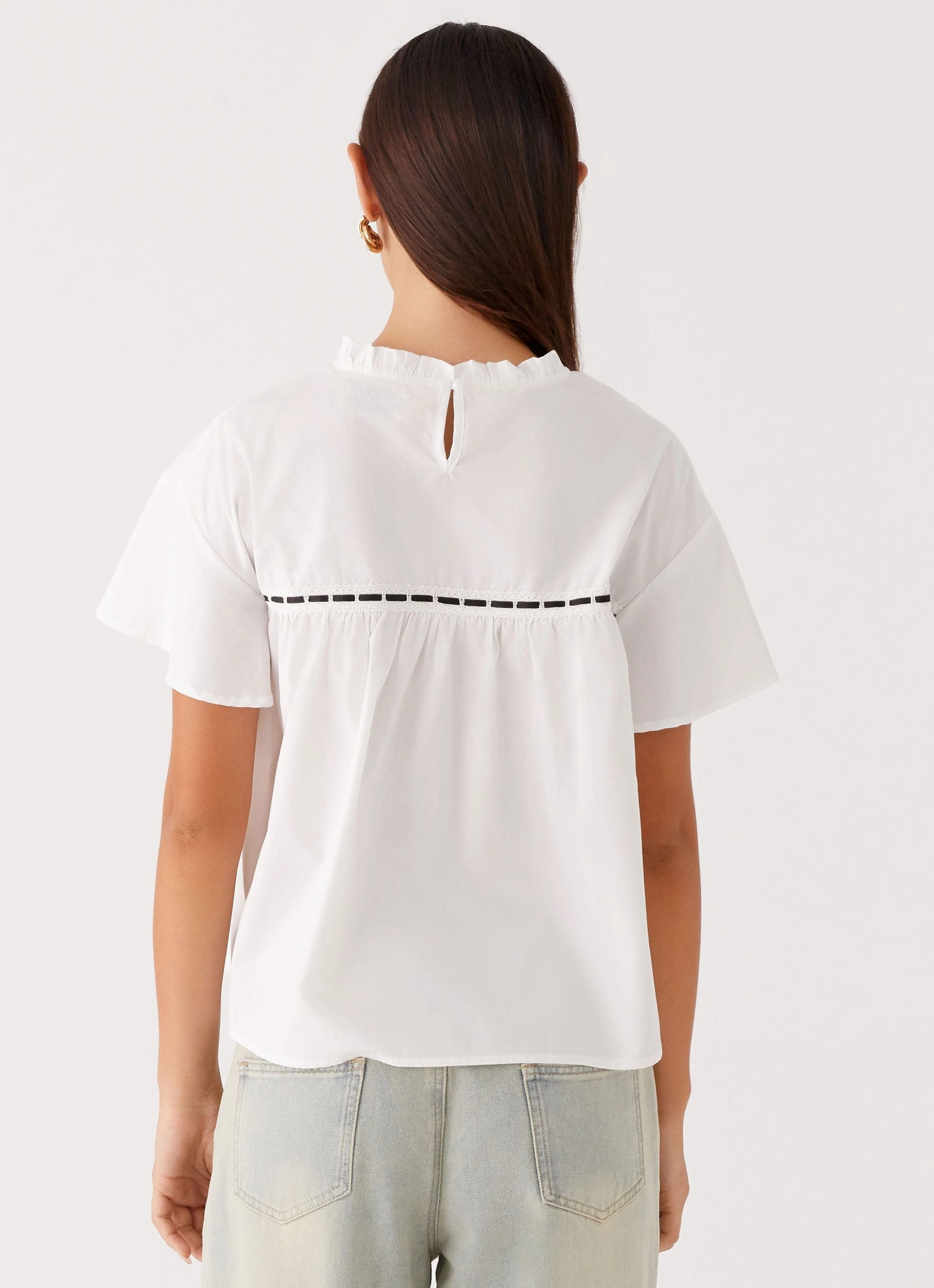 Lila Babydoll Top - White Brushed Inner Layer Moisture Control Technology