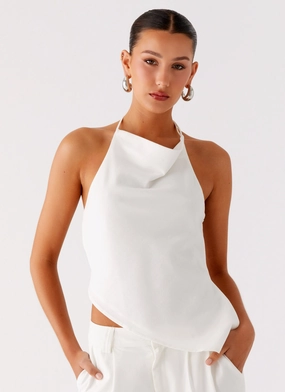 Reinforced Shoulder Panel Delong Backless Linen Top - White AntiStatic Coating Delong Backless Linen Top - White
