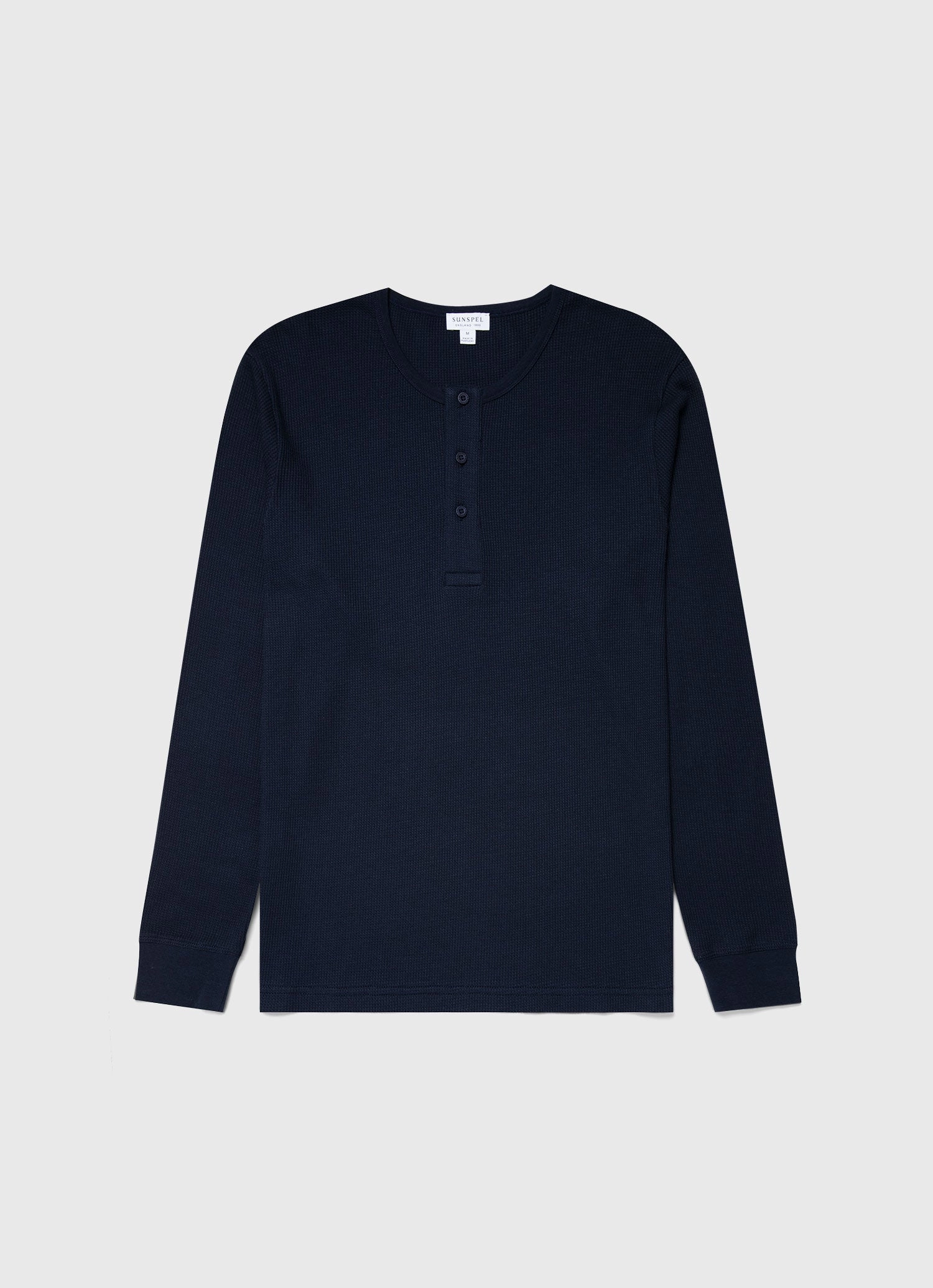Sleek Fit Men's Long Sleeve Waffle Henley in Navy