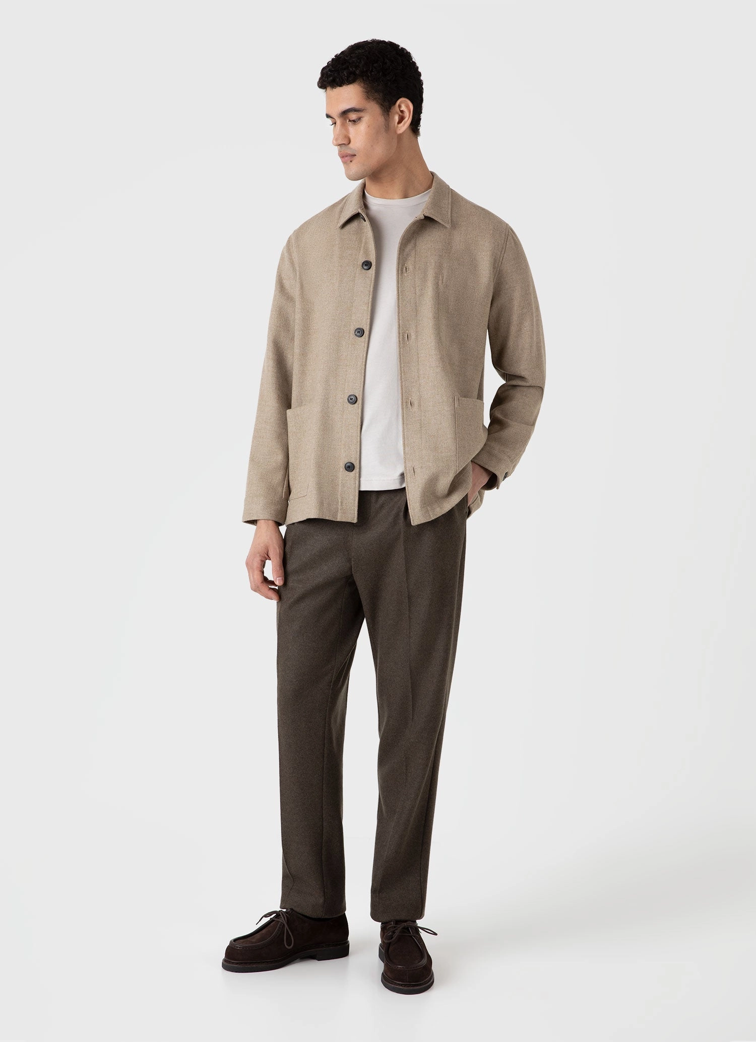Men's Wool Twin Pocket Jacket in Sandstone Cruise
