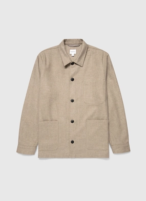 Reinforced Shoulders Men's Wool Twin Pocket Jacket in Sandstone Trend Bonded Seam Technology Men's Wool Twin Pocket Jacket in Sandstone