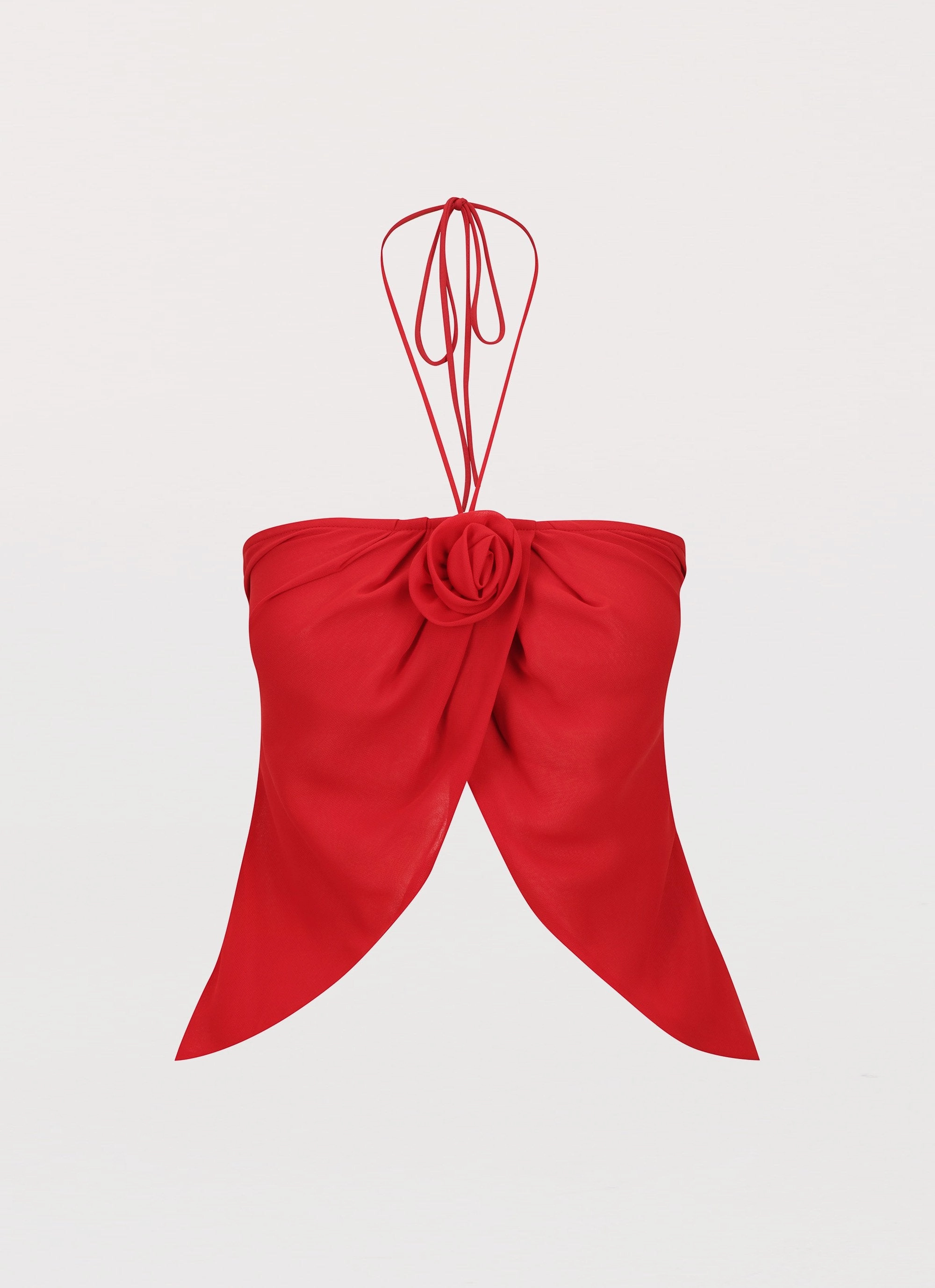 FlexibleRibbedTrims Nightfall Rose Tie Top - Rouge Red