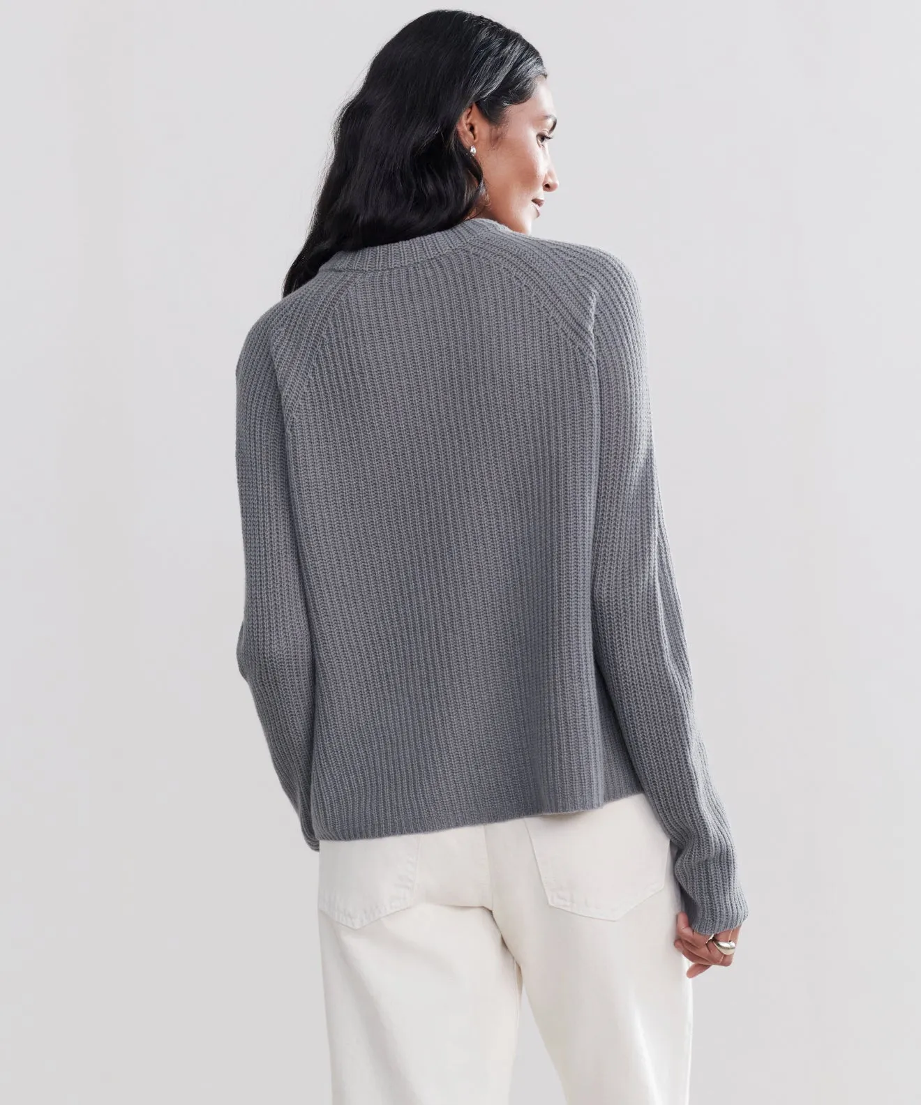NonIrritating Flexible Hemline Cashmere Fisherman Sweater