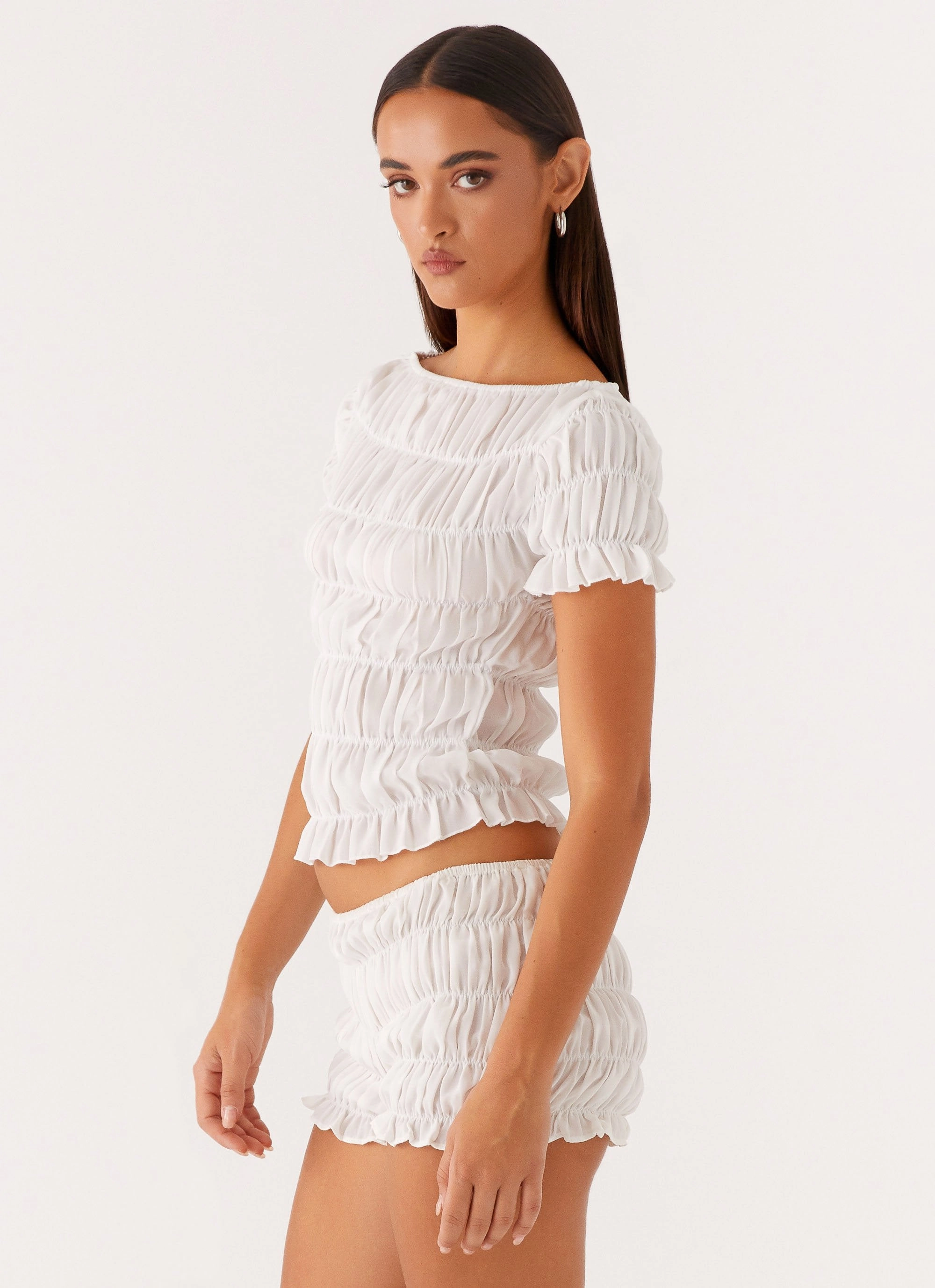 VentilatedMesh Reversible design Mateo Ruched Top - White