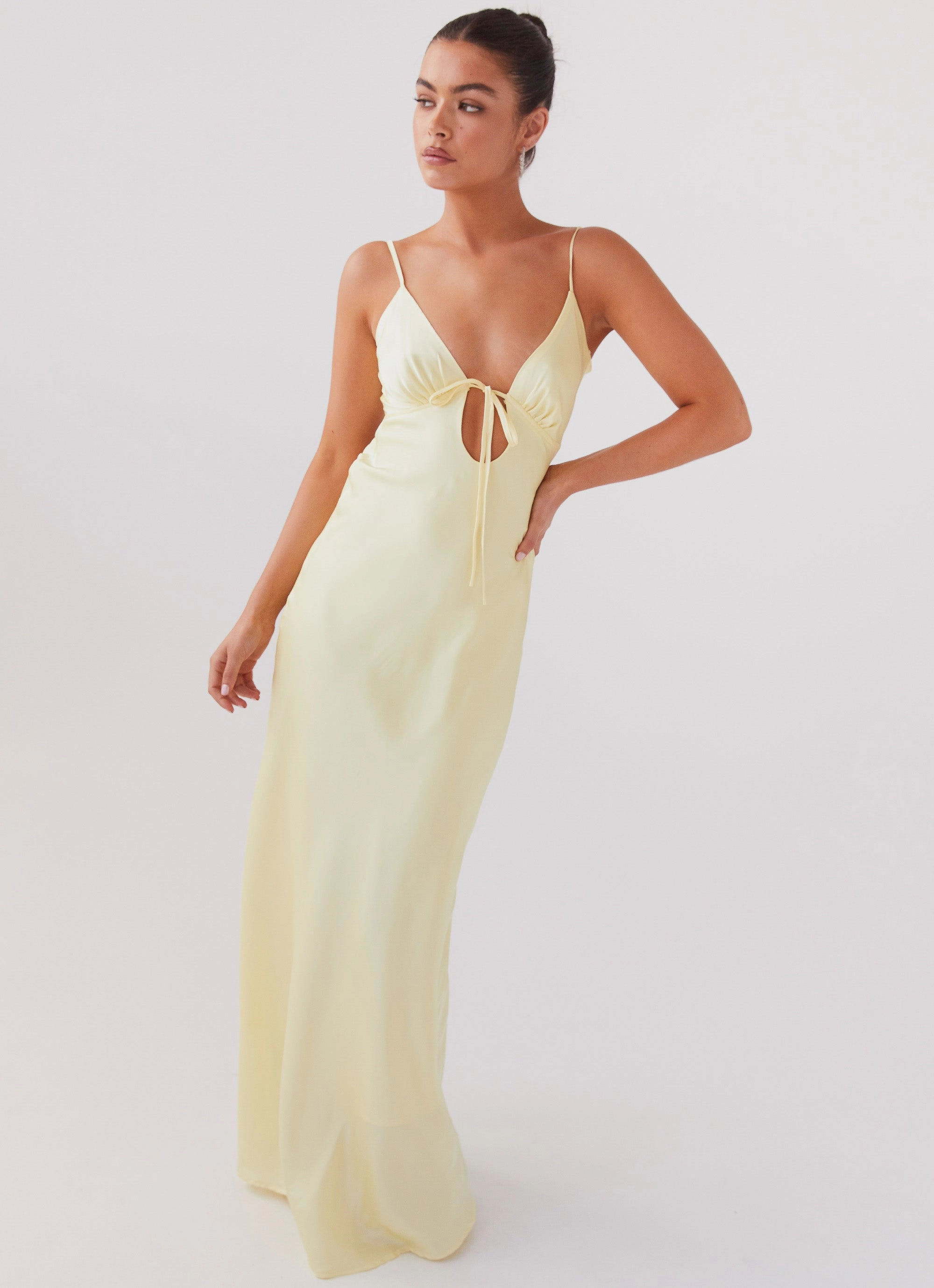 Flora Satin Maxi Dress - Lemon All Moments